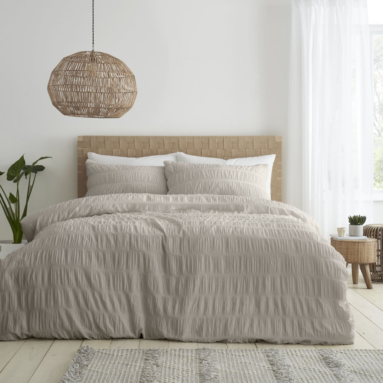 Seersucker Duvet Set In Natural