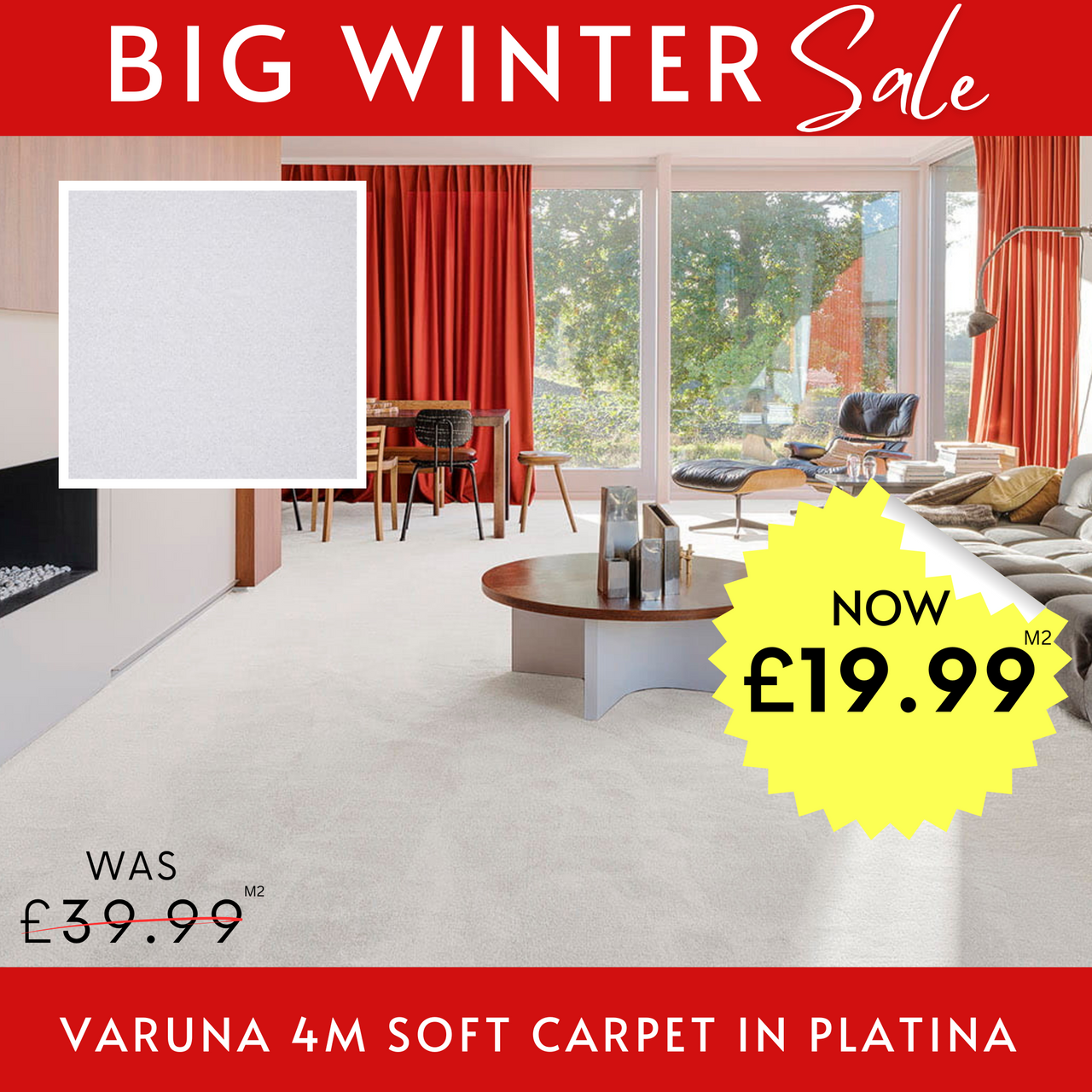 Varuna 4m Carpet in Platina