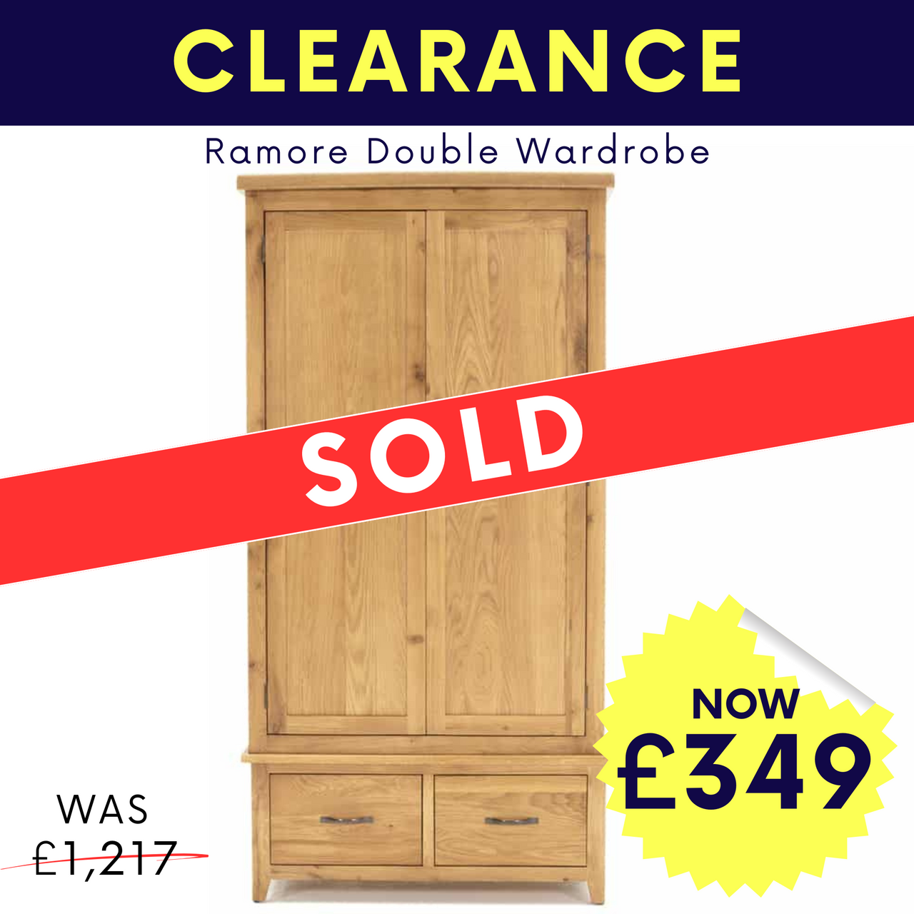 Ramore Double Wardrobe with Drawers