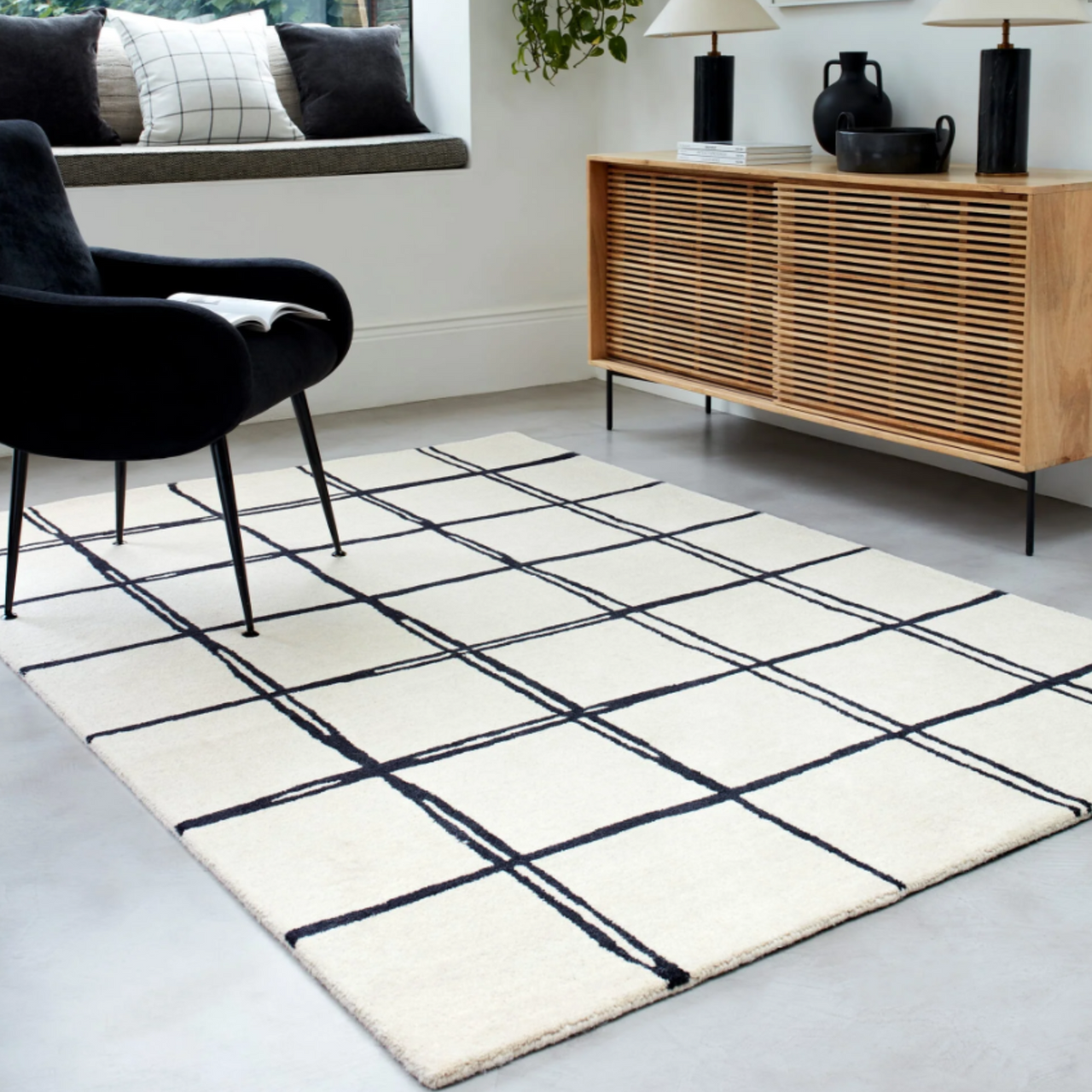 Albany Grid Monochrome Rug