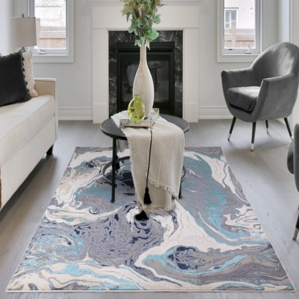 Aurora Ocean Metallic Blue Rug